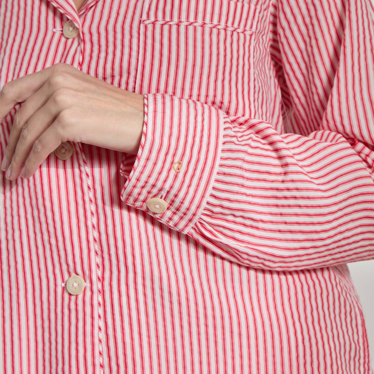 The Sleep Code Women's Ticking Stripe Long Pj Set in true red - women's item - view 4