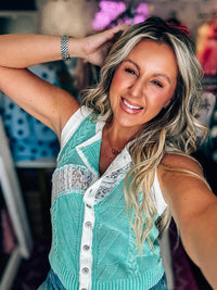 Pol - Sweet & Chic Patchwork Sweater Vest Top