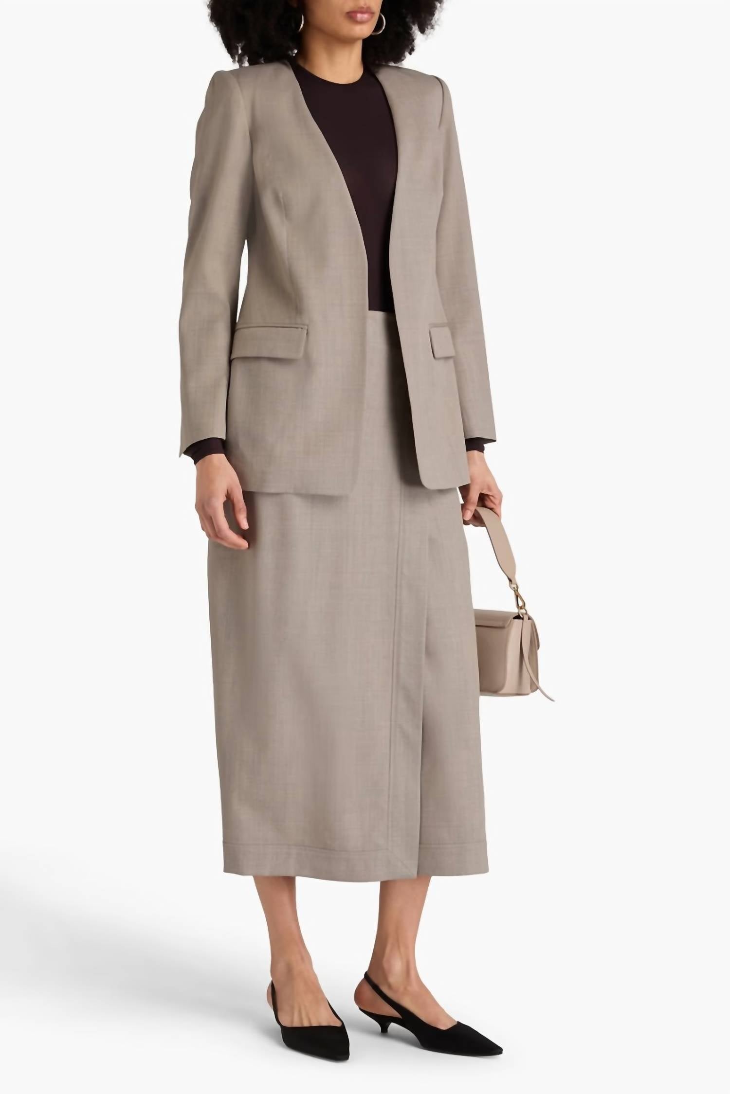 A.Emery Rosalind Wool Twill Blazer in almond - women's jacket