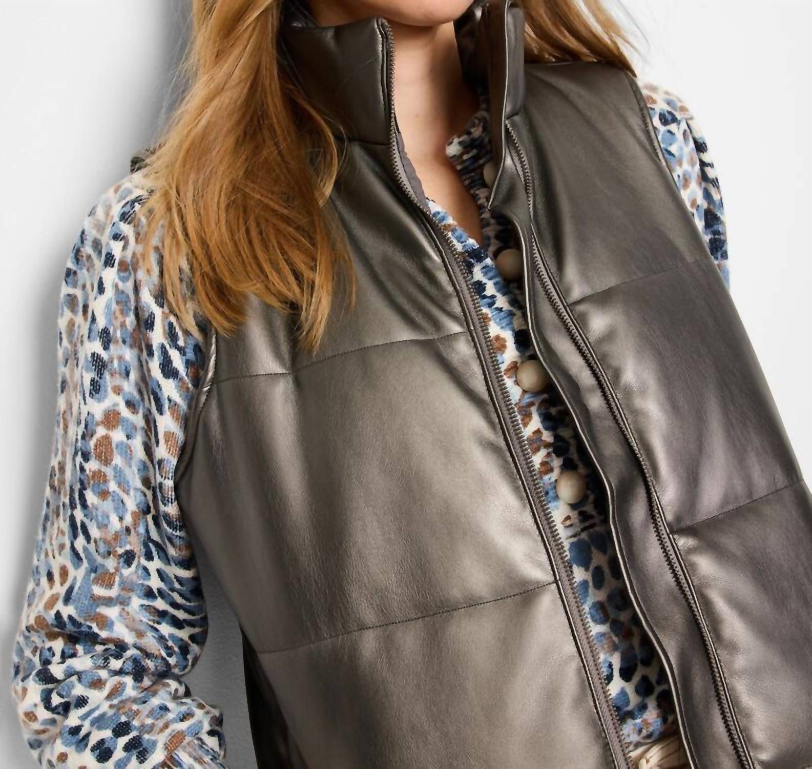 Nic + Zoe - Metallic Faux Puffer Vest