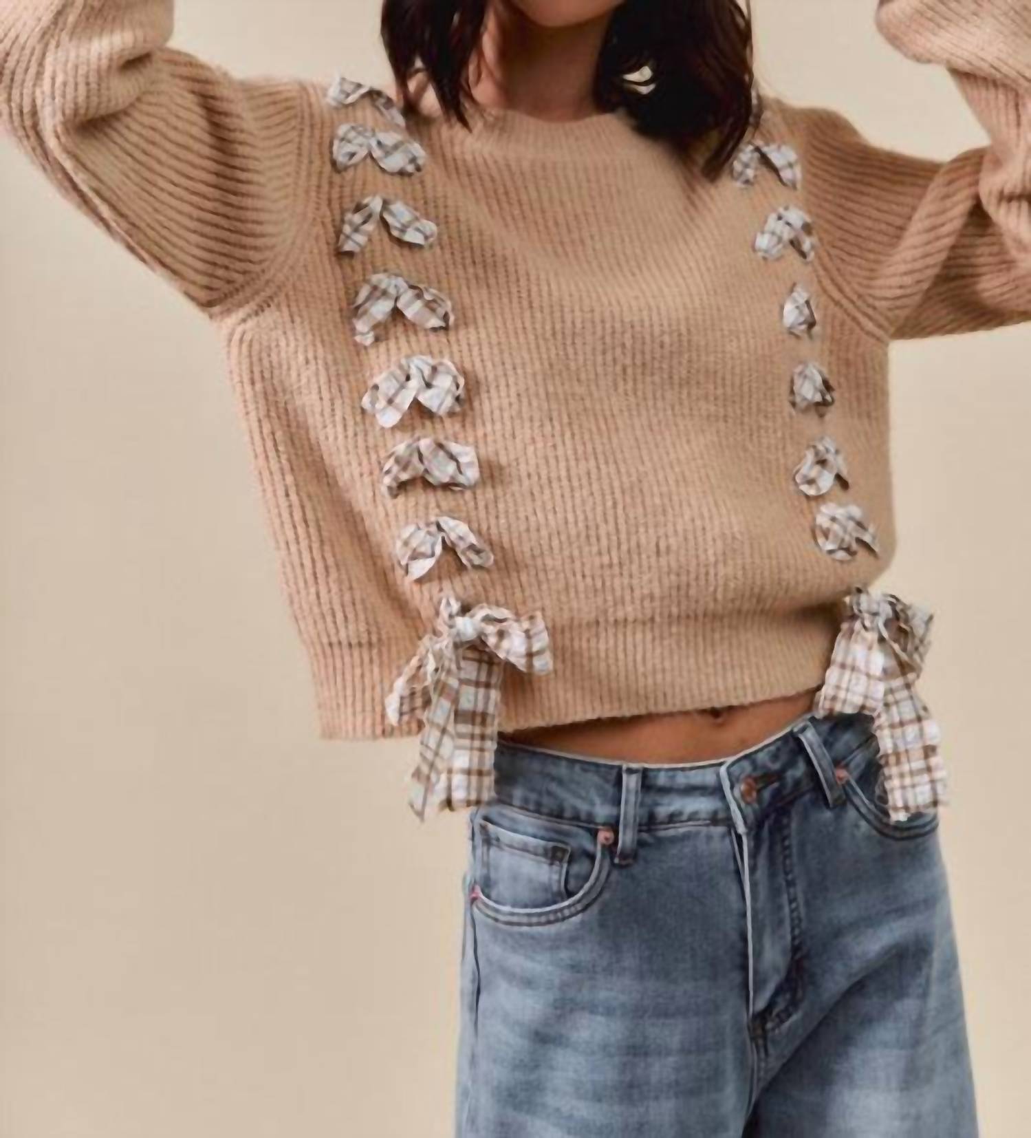 So Me - Plaid Bow Sweater