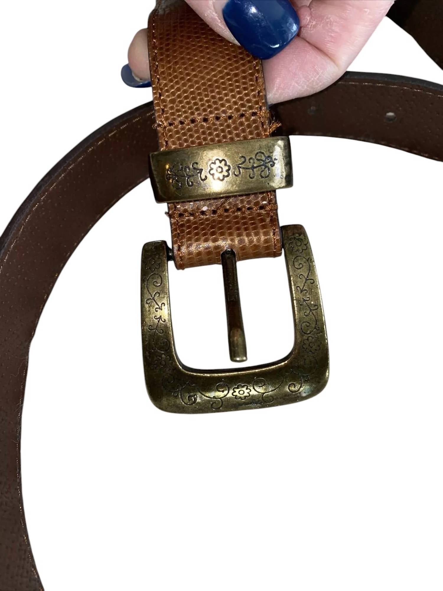 Berge - WOMEN'S SKINNY LEATHER BELT WITH BRONZE LINKS