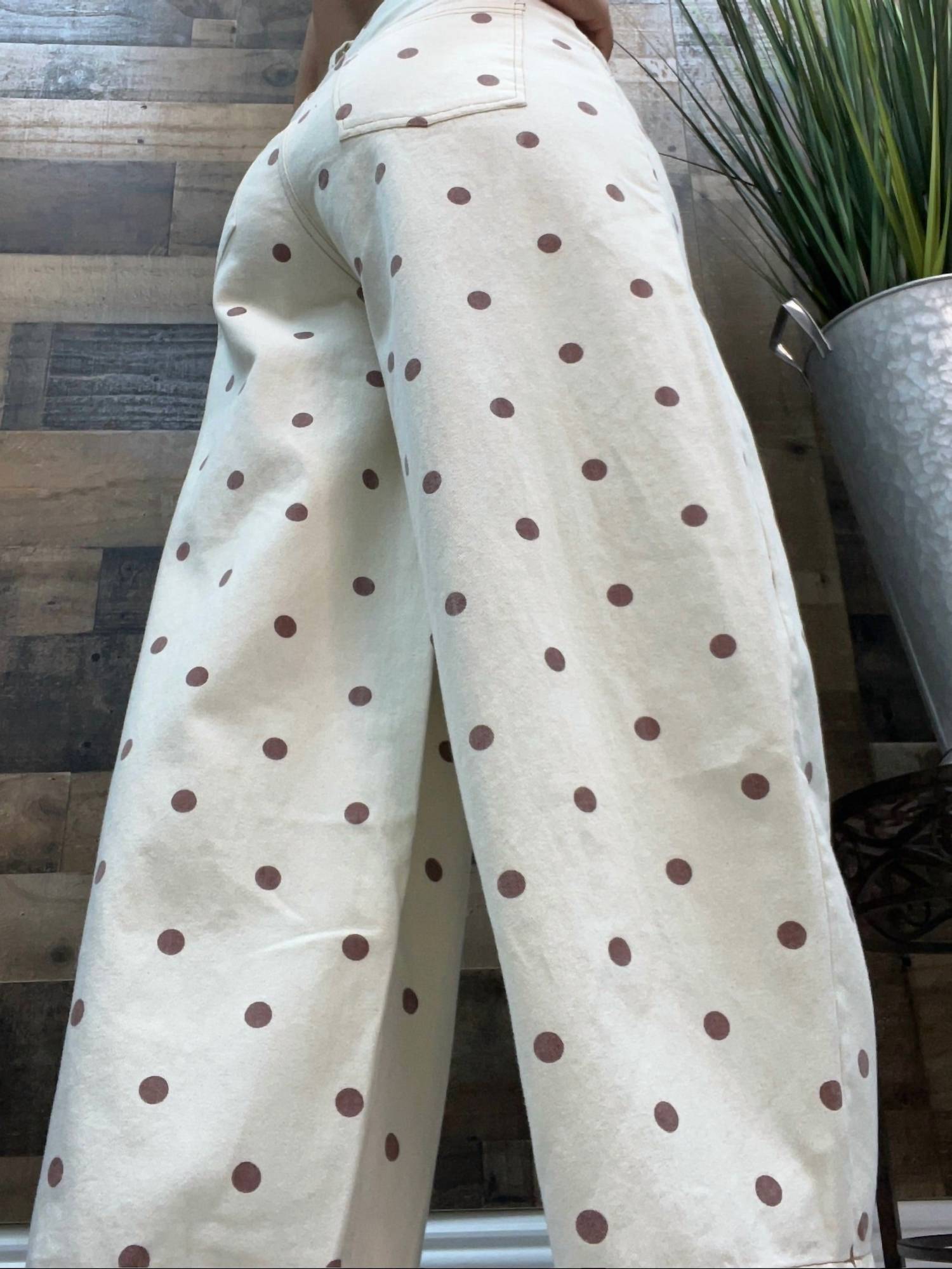 Peach Love - Polka Dot Gypsy Fit Wide Leg Pant
