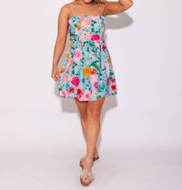 Peach Love - Blossom and Bow Tie Back Mini Sundress