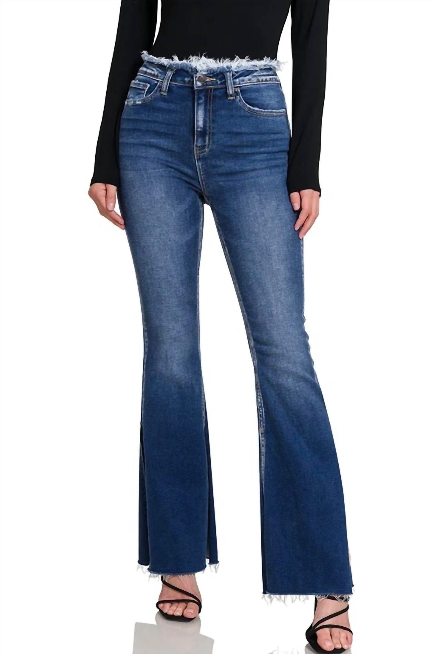 Zenana - Never Ending Side Slits Flare Jeans