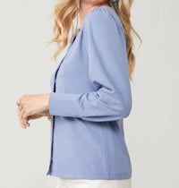 spartina 449 Rochelle Button Front Top in lakeside blue - women's blouse - alternate view