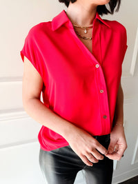 Current Air - Rouge Classic Button Blouse