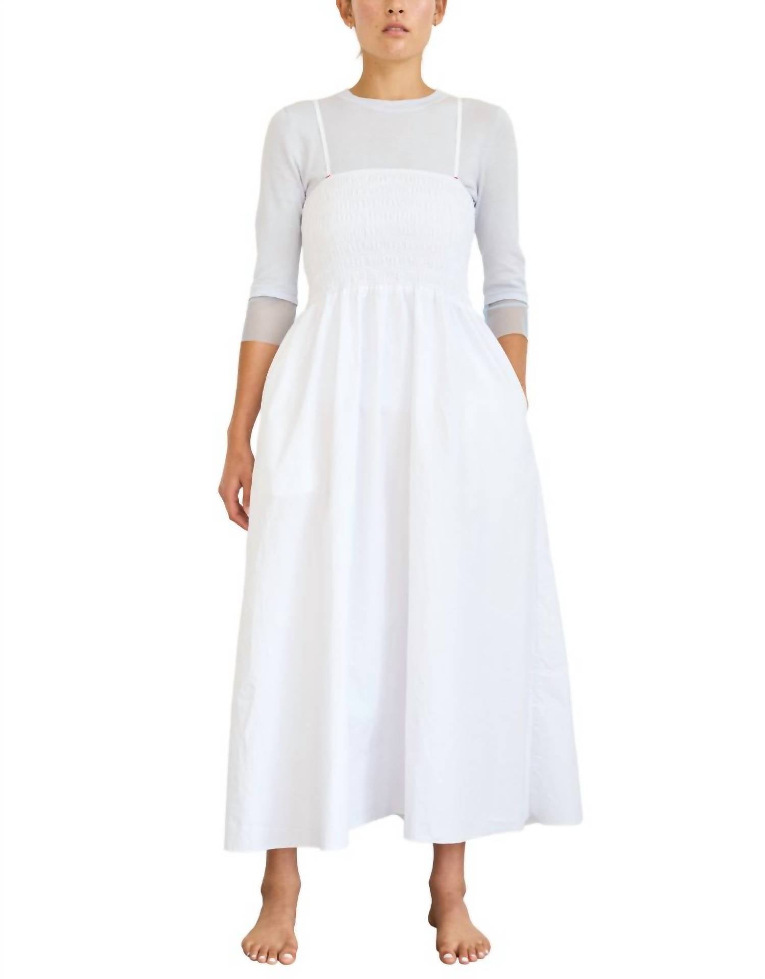 Brazeau Tricot Swan Midi Dress in bright white - women's dress
