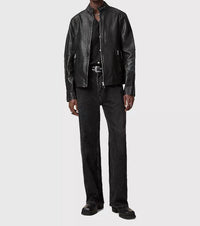 Allsaints - Cora Leather Snap Back Collar Jacket