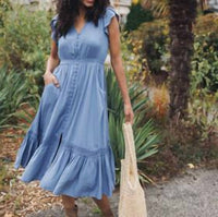 Papillon Women's Button Front Dress in blue - women's dress