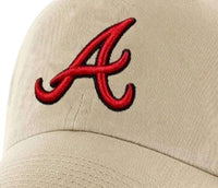 ’47 Men's Atlanta Brave Clean Up Adjustable Cap in khaki - men's hat - detail view