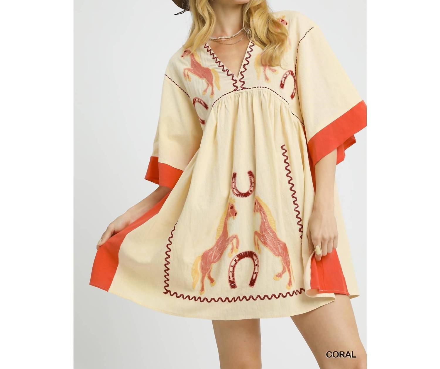 Style Usa - Western Horse Embroidered Dress