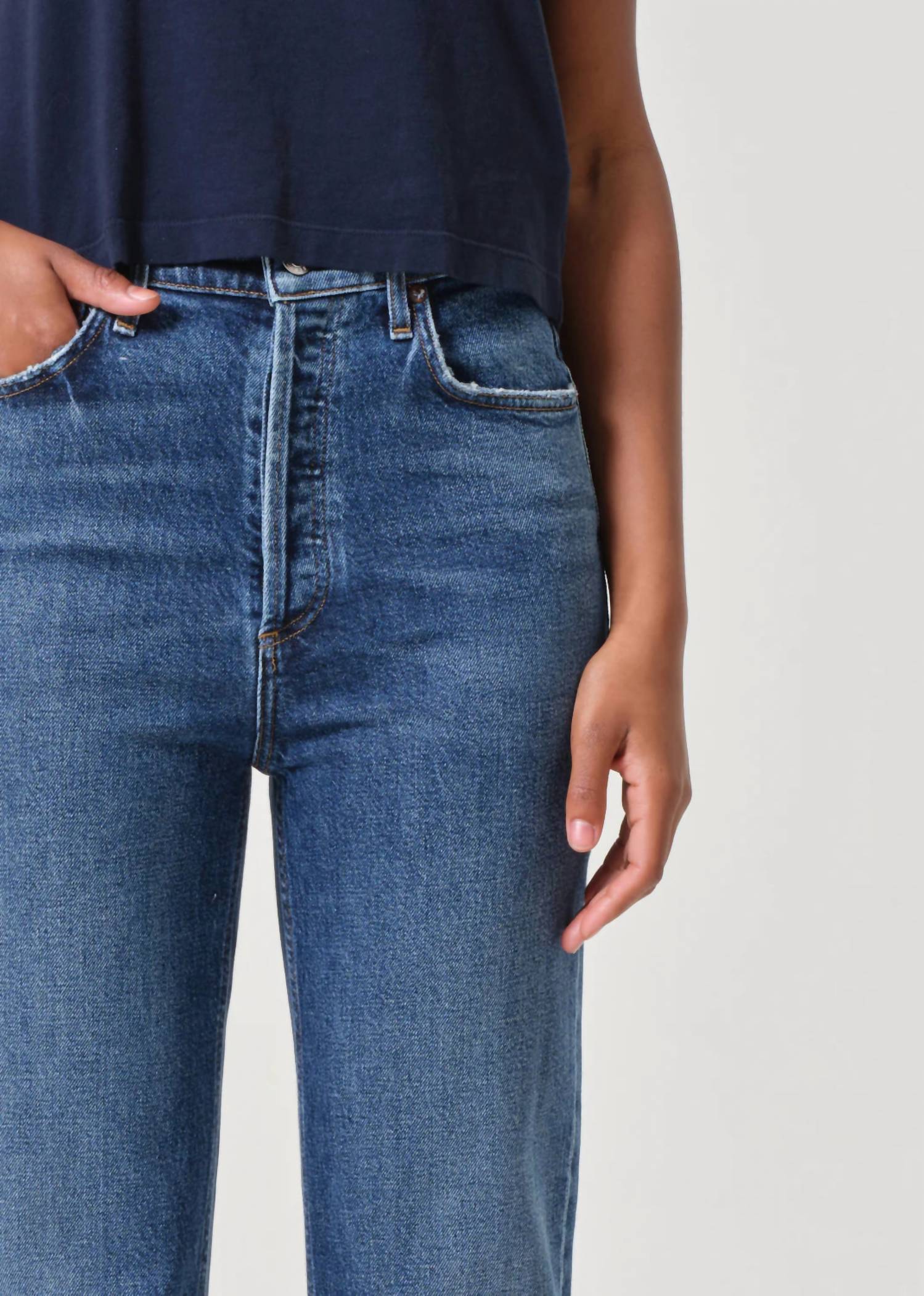 AGOLDE 90's Pinch Waist Crop Jeans in blue 1 - women's jeans - view 4