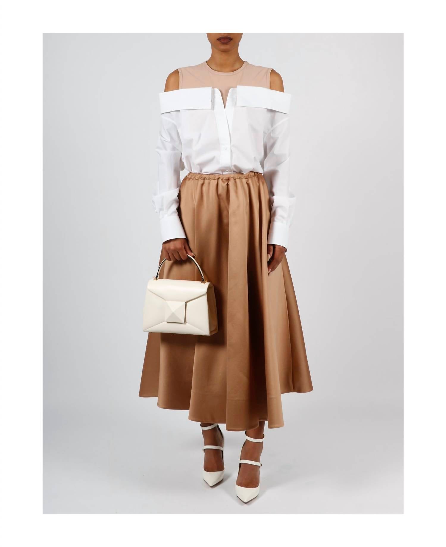 Valentino - High Waist Pleated Midi Skirt