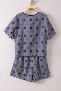 Very J - Women's Womfloral Embroidery Woven Top And Shorts Set