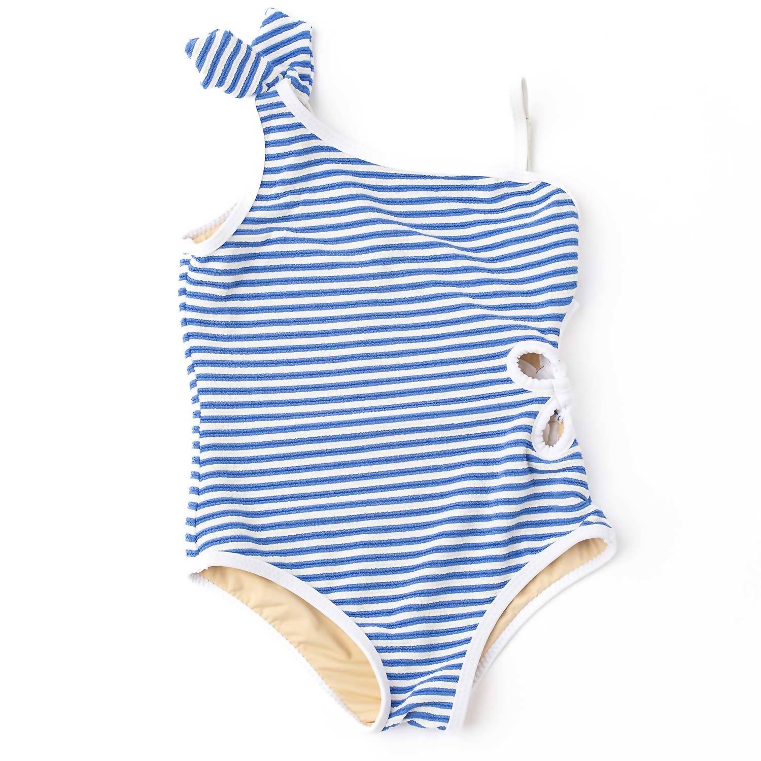 Shade Critters - Girl's Daisy Cut Out Colbalt Stripe Swimsuit