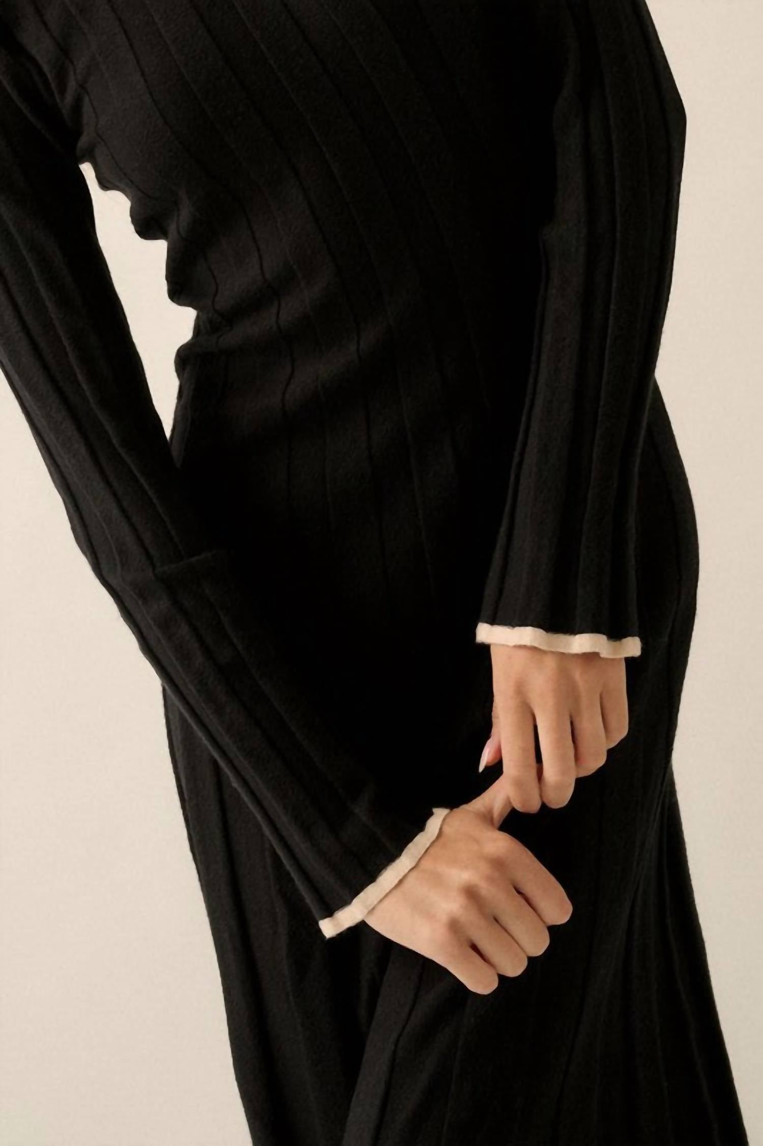 PROMESA Ribbed Knit Maxi Sweater Dress in black - women's dress - view 4