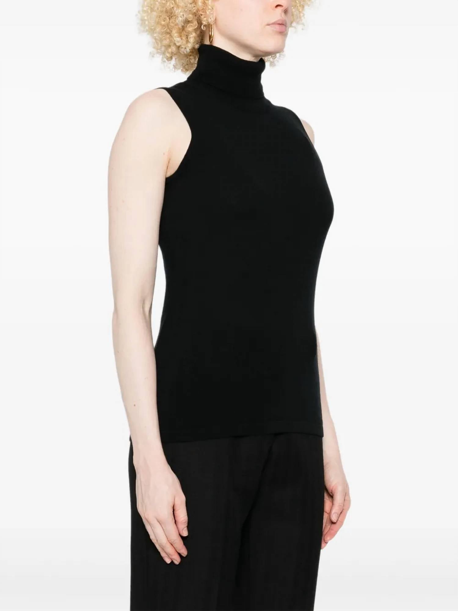 arch4 Cashmere Poppy Sleeveless Turtleneck Top in black - women's sweater