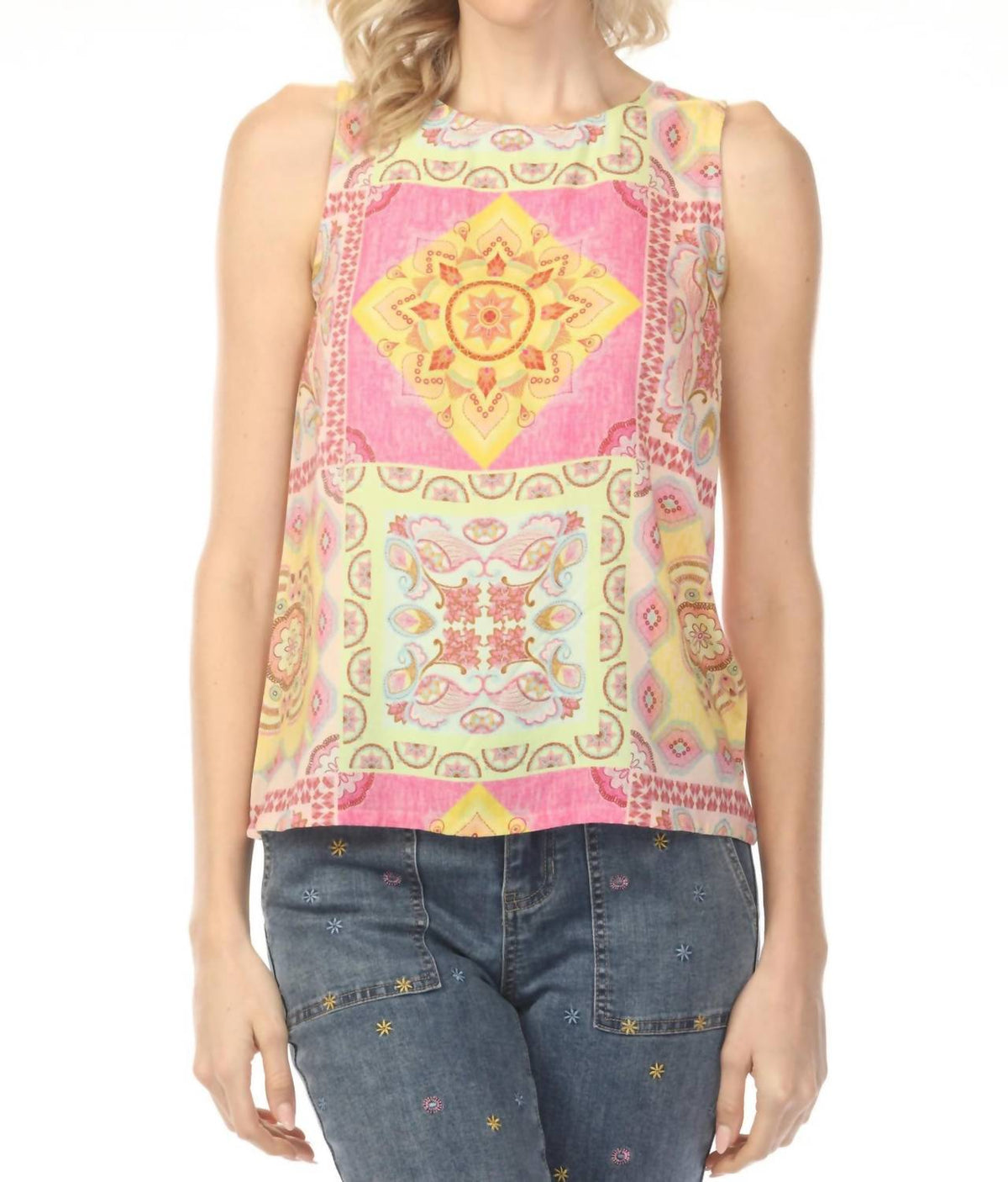Charlie B - Printed Keyhole Back Sleeveless Top