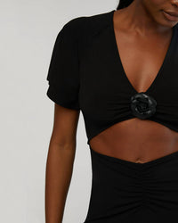 We Wore What - Cut Out Rosette Asymmetrical Dress