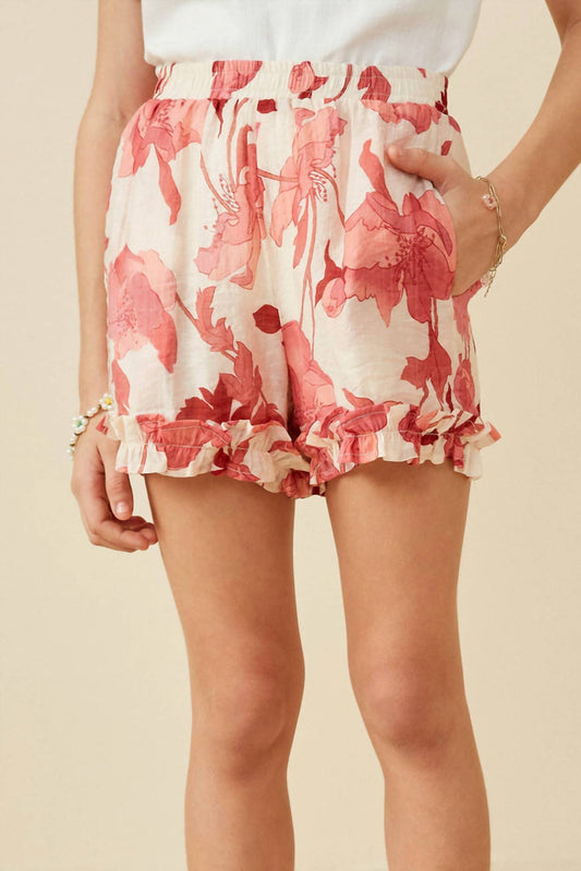 Hayden La - Textured Floral Ruffle Short Set