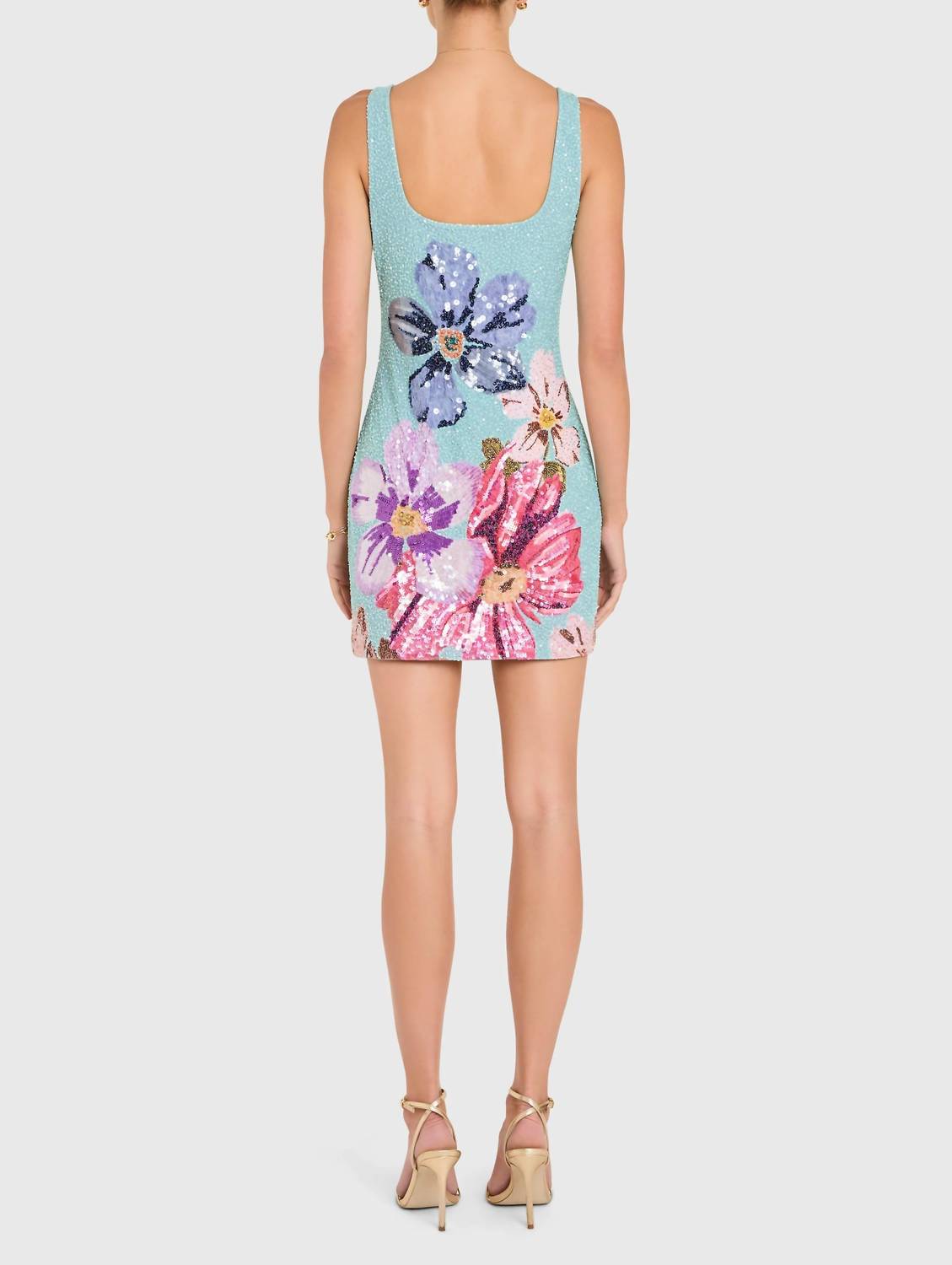 Amanda Uprichard Augustine Mini Dress in daphne floral sequin - women's dress - alternate view