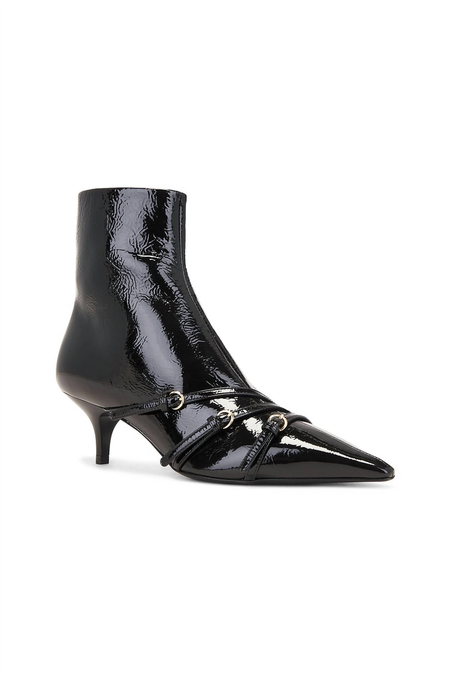 Vibrant Miu Women's Ankle Boot in black patent - women's shoe