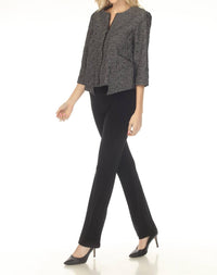 Joseph Ribkoff Textured Zip Front Three Quarter Sleeve Jacket in grey - women's jacket - view 7