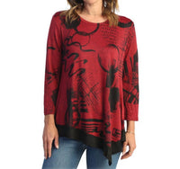 Jess & Jane Jazzy Asymmetrical Slinky Top in napoli - women's blouse