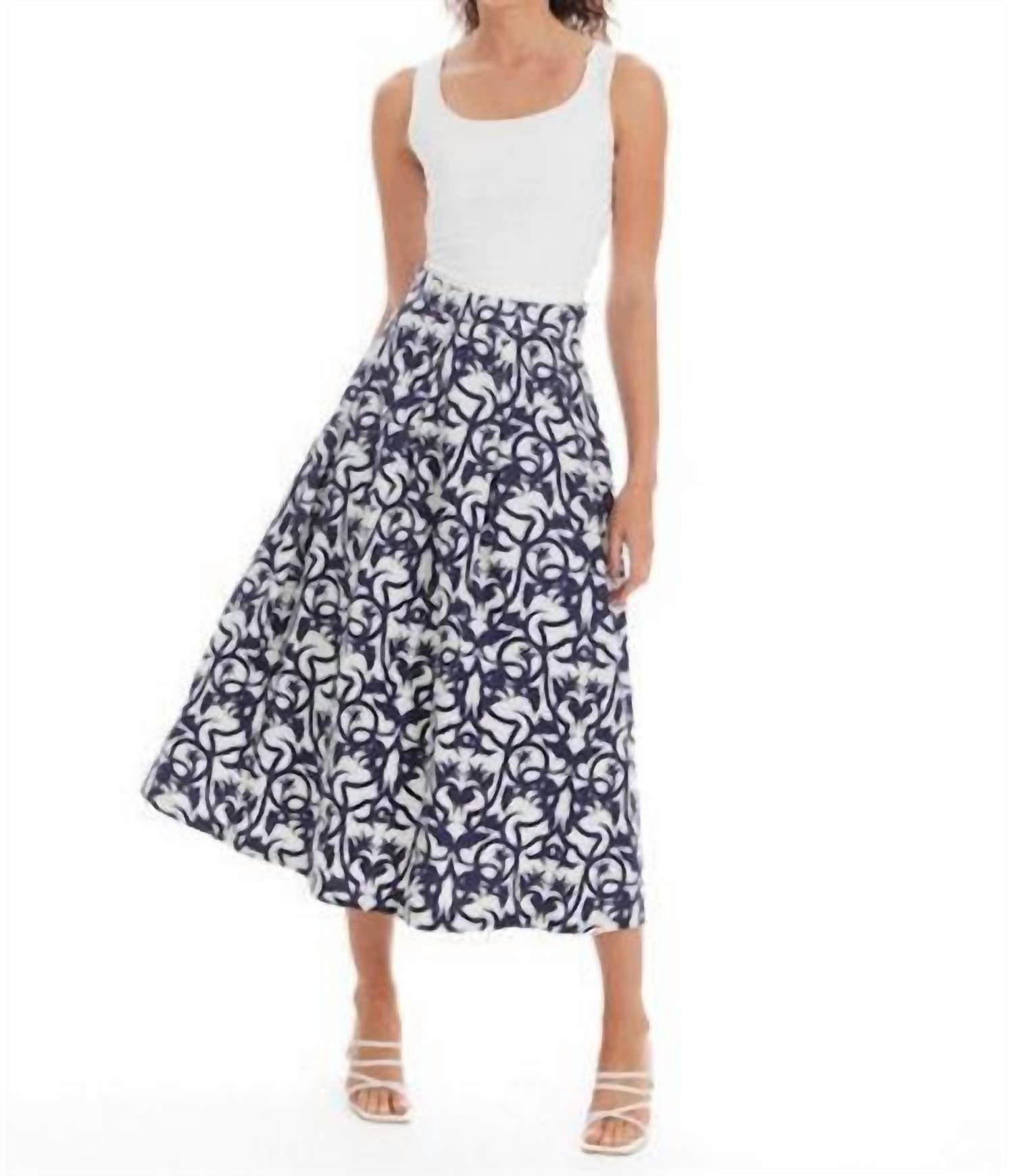 Allison Avery - Mabel Printed Midi Skirt in damask by Allison