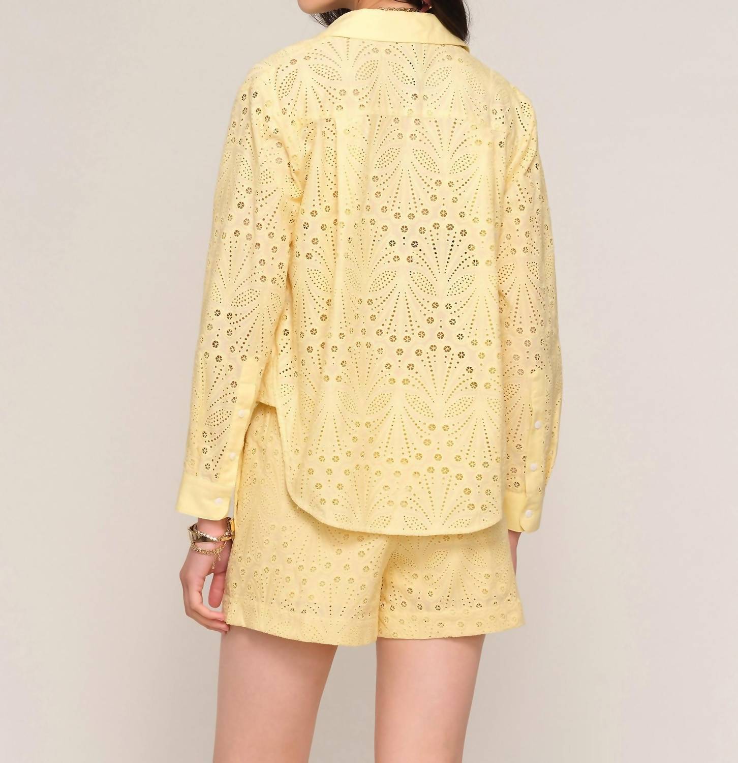 heartloom Gia two piece Set in yellow - women's sleepwear - detail view