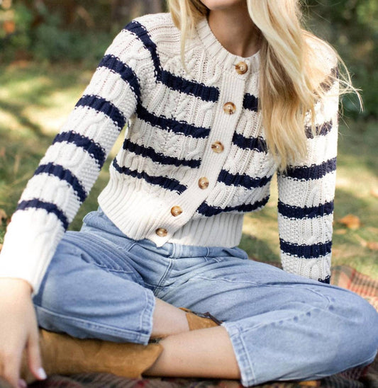 Marea - Striped Cable Cardigan