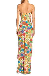 Amanda Uprichard Eden Floral Ruffle High-low Gown in multi - women's dress - alternate view