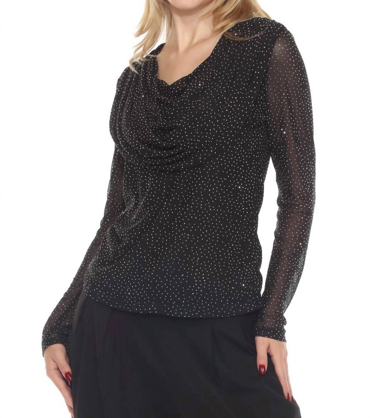 Azi - Sparkle Cowl Neck Top