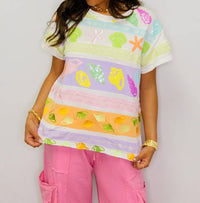 Queen Of Sparkles - Colorblock Stripe Shell Tee