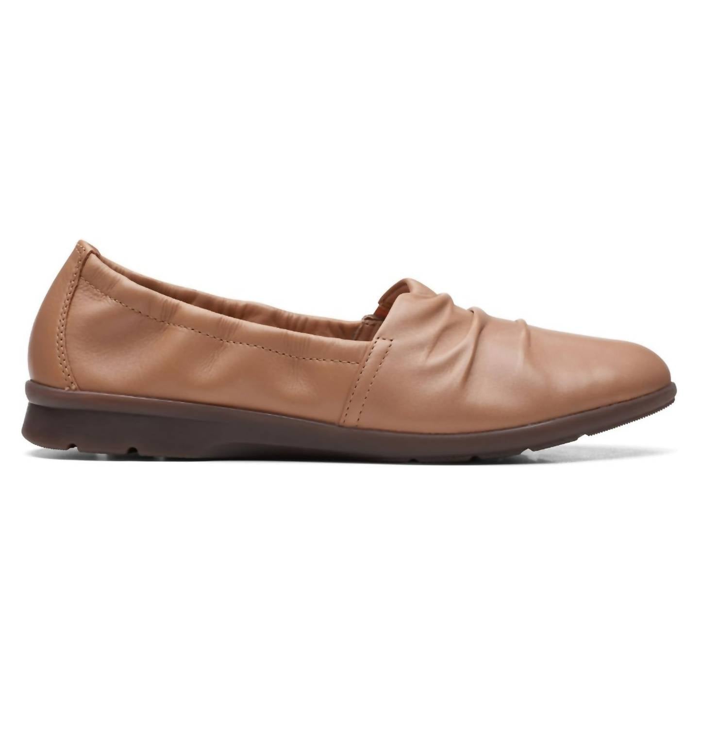 Clarks Women's Jenette Ruby Flats in praline leather - women's flats - detail view
