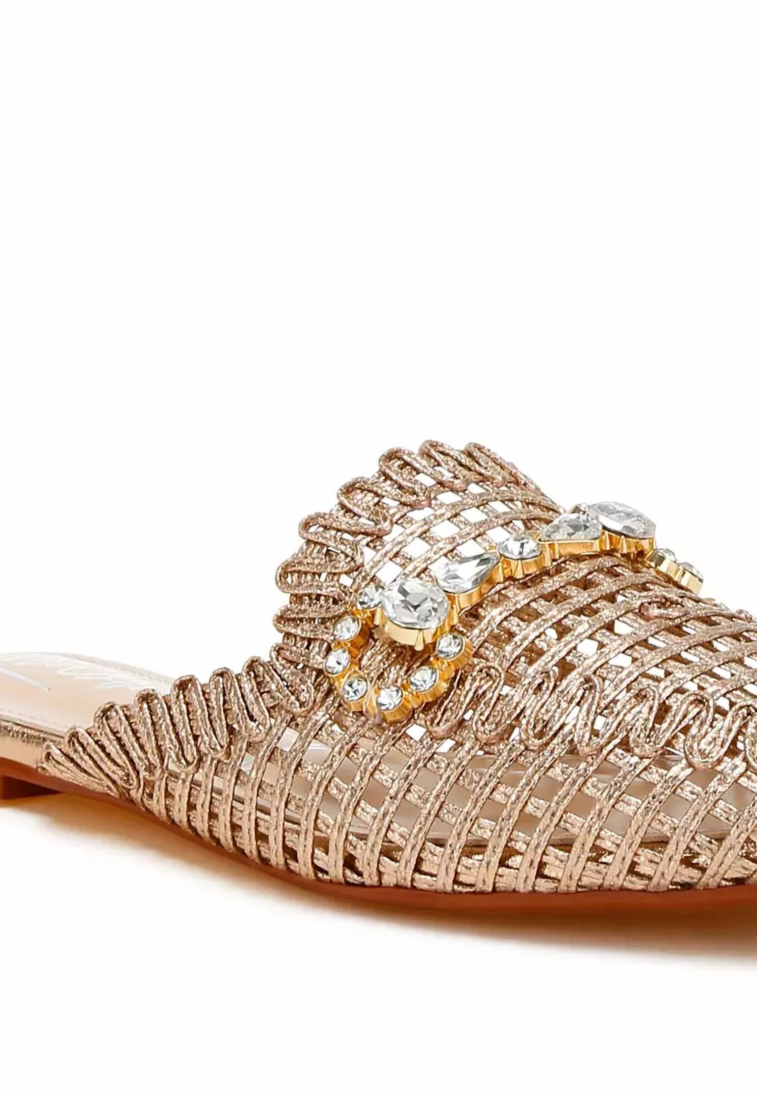 Exe - Women's Bedazzled Woven Mule Slides Shoe