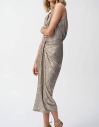 Joseph Ribkoff - Foiled Knit Draped Pencil Skirt