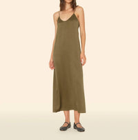 XIRENA Destin Midi Slip Dress in golden olive - women's dress