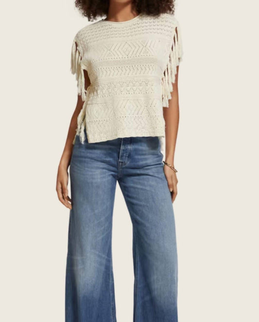 Scotch & Soda - Pointelle Knitted Fringe Tank Top