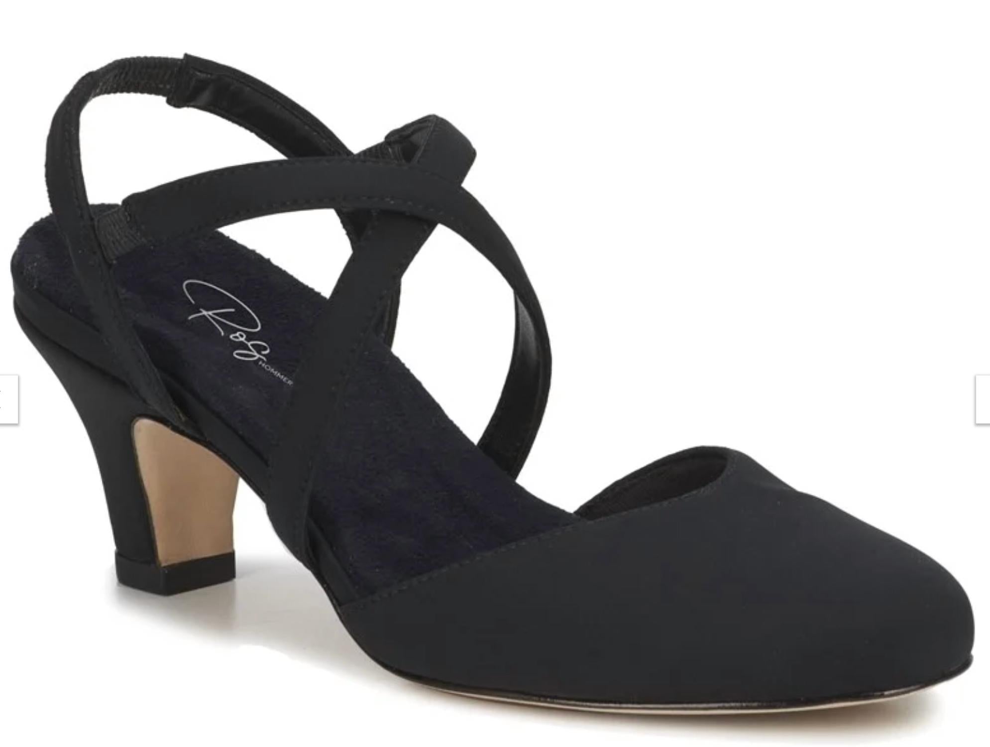 DREW Women's Caliente Comfort Pump Heels in black micro - women's heels - detail view