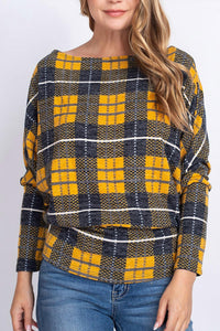 First Love - Loose Fit Plaid Long Sleeve Top