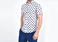 Eight X - Jet Polka Dot Short Sleeve Shirt With Trim