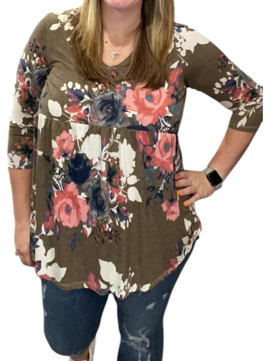 Honeyme - Winter Floral Babydoll Top