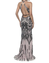 Blush Prom - Sequin Open Back Evening Gown