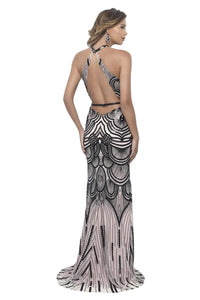 Blush Prom - Sequin Open Back Evening Gown