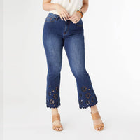 Coco + Carmen - Bambu Soft Flare Ankle With Eyelet Flowers Jeans