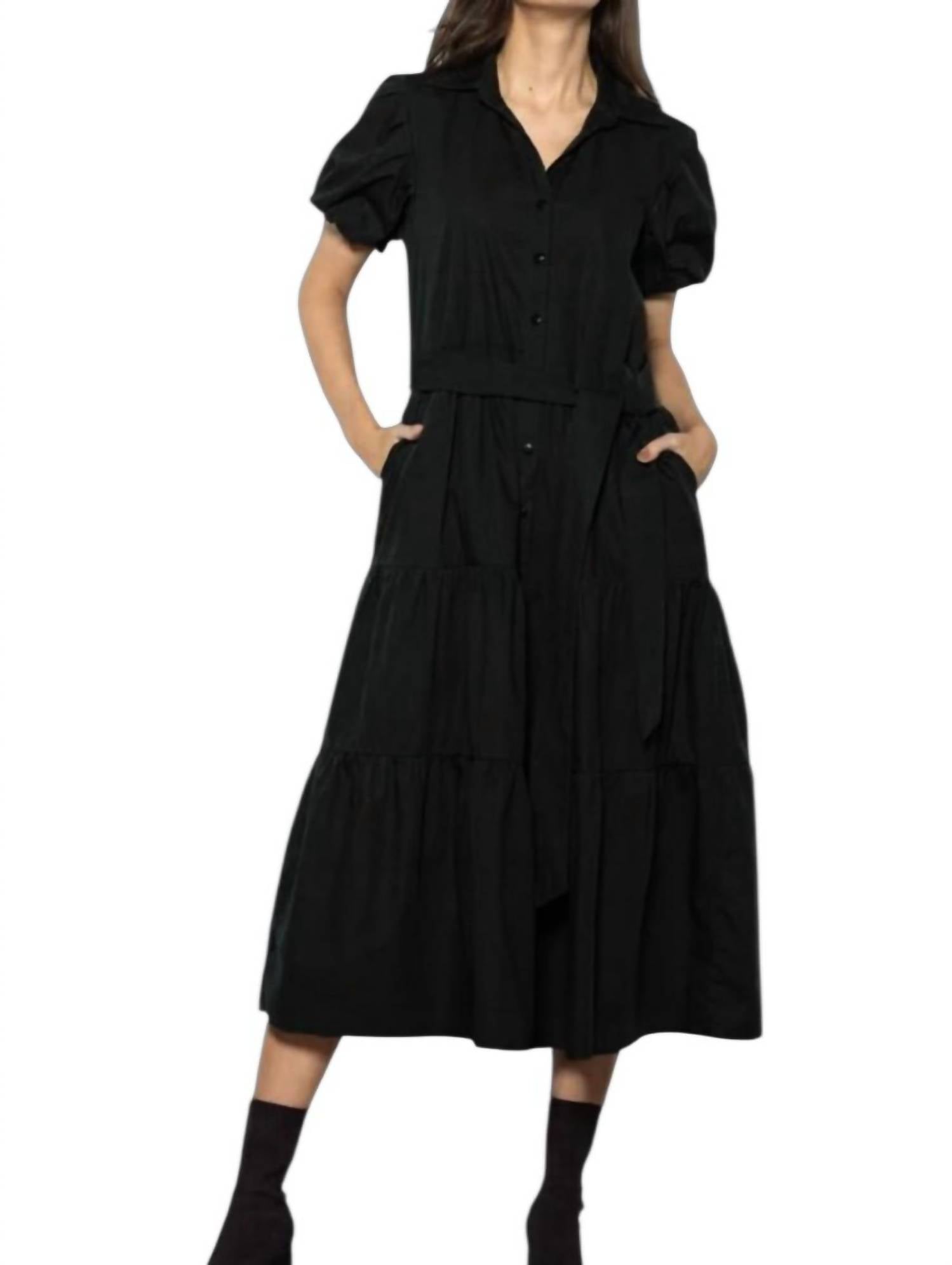 Maude Clara Tiered Maxi Dress in black - women's dress