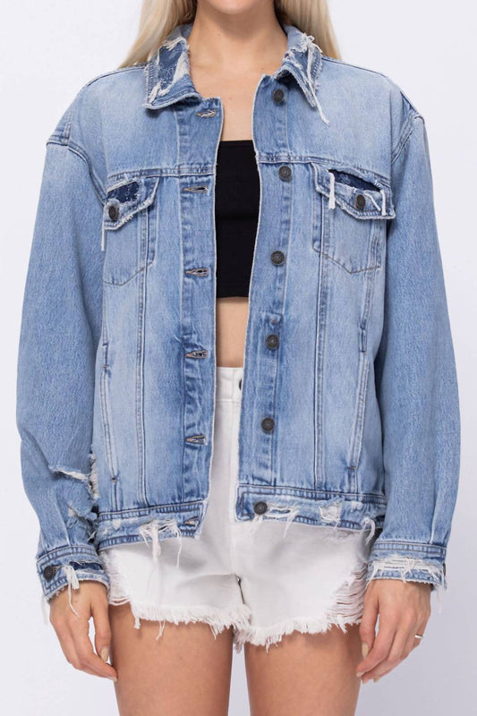 Hidden - Bandana Repaired Jean Jacket