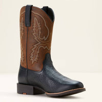 ARIAT Men's Sport Stratten Cowboy Boot - Wide in black adobe weathered chestnut - men's boots